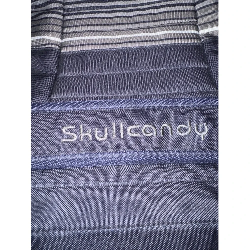 Skullcandy Backpack Black Grey Striped Multi Pocket School Travel Bag